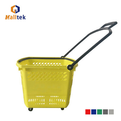 PU Wheels Rolling Shopping Baskets For Supermarket
