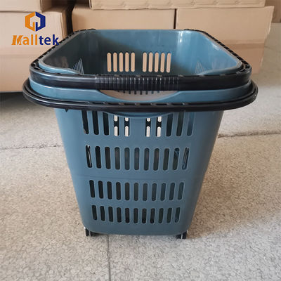 55L Shopping Mall Rolling Baskets With 4 Wheels For Retail Stores