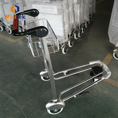 Stainless Steel Airport Luggage Trolley With Handle Brake