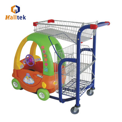 Plastic Children Supermarket Shopping Trolley With Basket