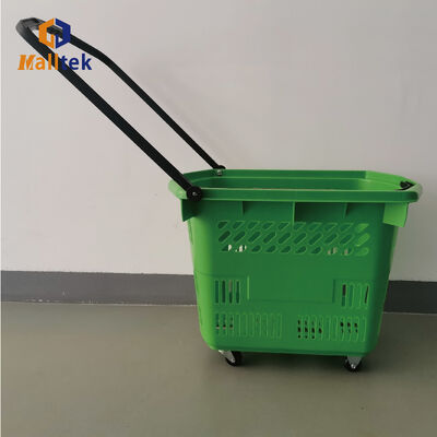 PU Wheels Rolling Shopping Baskets For Supermarket