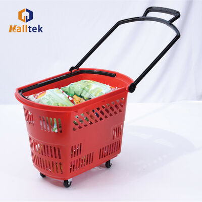 PU Wheels Rolling Shopping Baskets For Supermarket