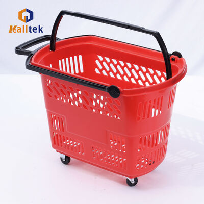 PU Wheels Rolling Shopping Baskets For Supermarket