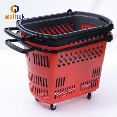 PU Wheels Rolling Shopping Baskets For Supermarket