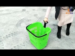 Giỏ mua sắm siêu thị nhựa có dung lượng lớn với tay cầm và 2 bánh xe